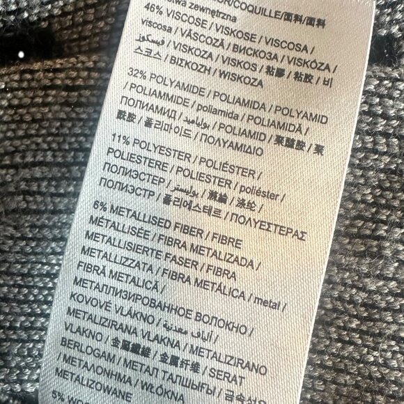 Desigual Grey Pullover Sweater Bohemian Print Stud Stretch Wool Blend Sz Medium - Picture 12 of 12